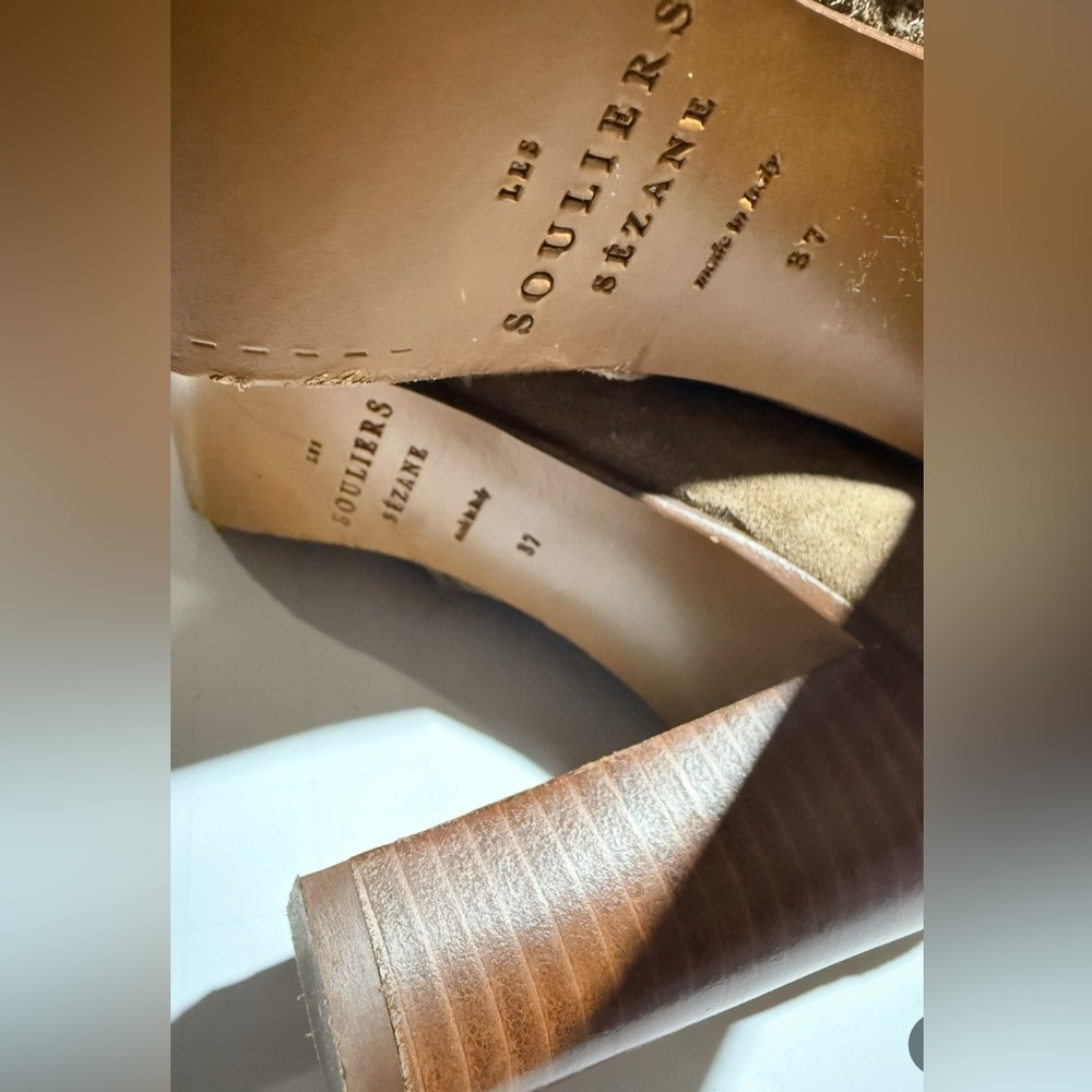 Sezane, 2.5” high heel, over-knee boots, Cuissardes Anaelle, suede, tan, size 37